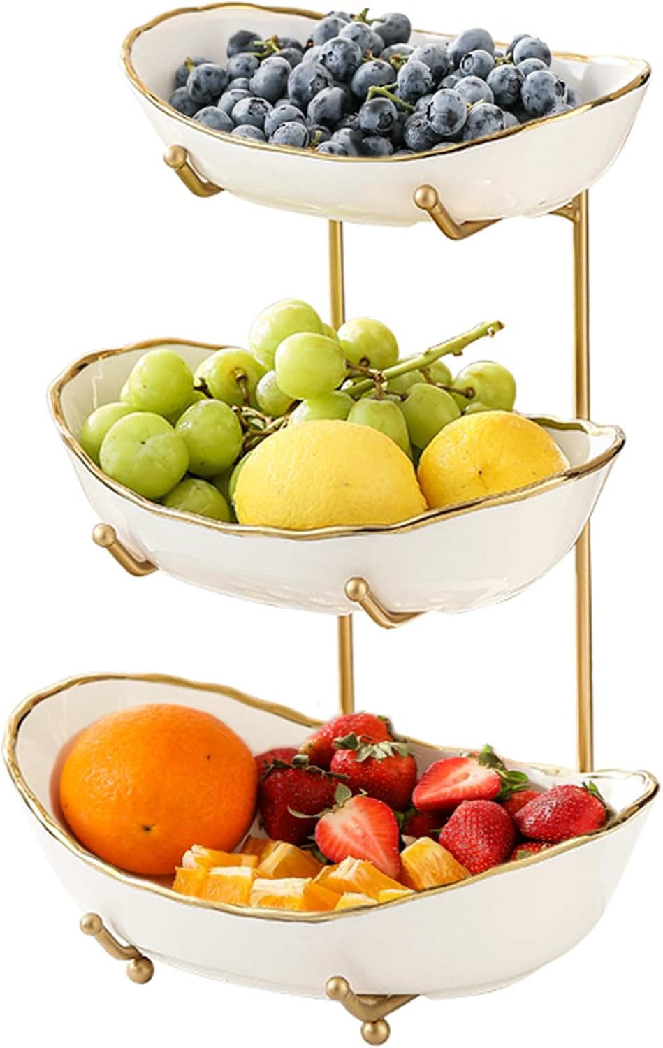 Detalle de HOMKULA Ceramic 3-Tier Fruit Bowl for Countertop ๐ฝ