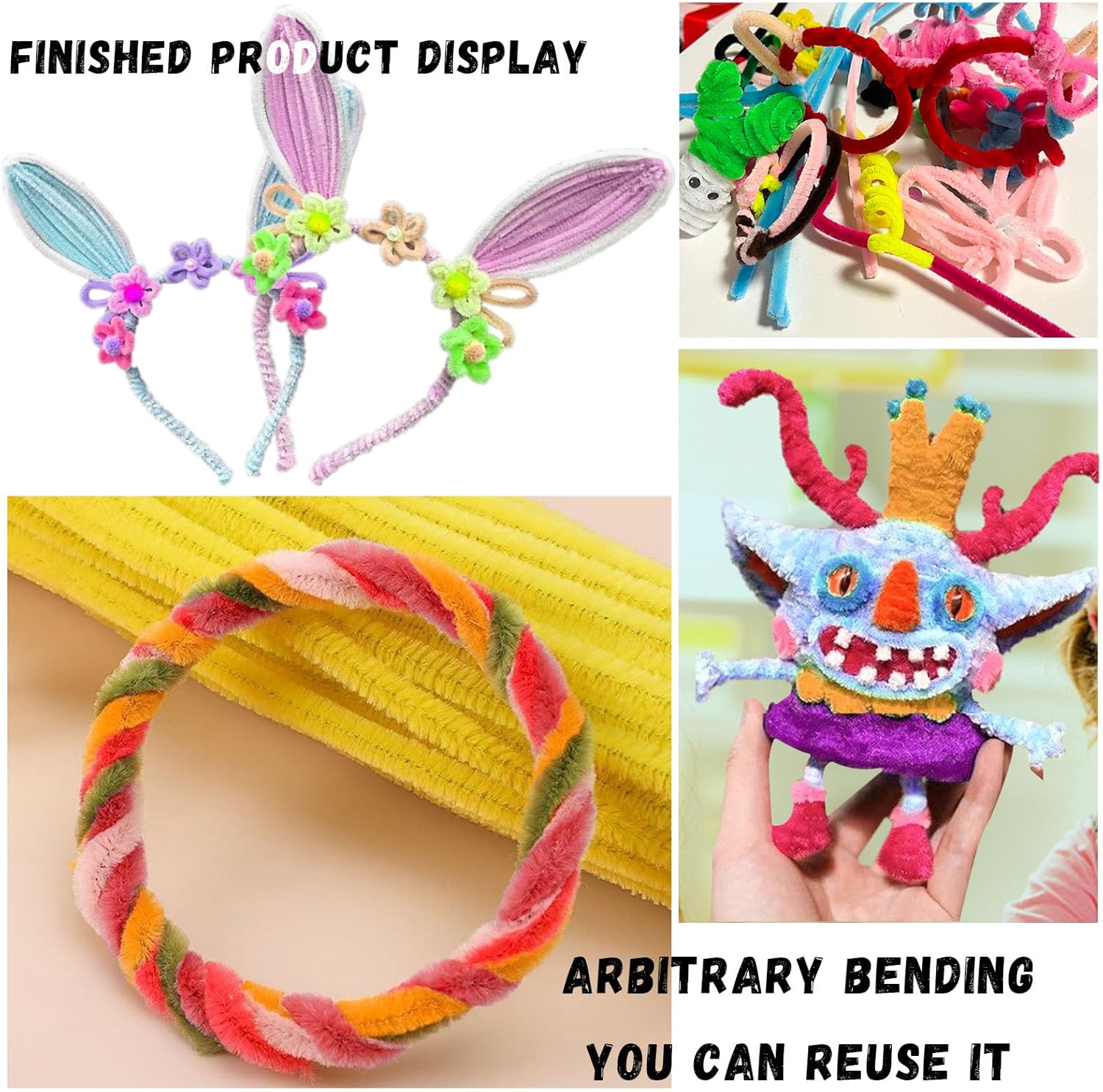 Thumbnail 3 de Pipe Cleaners Craft Bulk 200-Piece Chenille Stems Set for Kids, Fidget Toys & DIY Room Decor