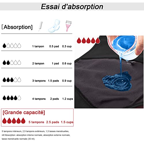 Detalle de FOTOOL Culotte menstruelle absorbante en coton – Pack 3 (L), 4 tampons équivalents, Lavable