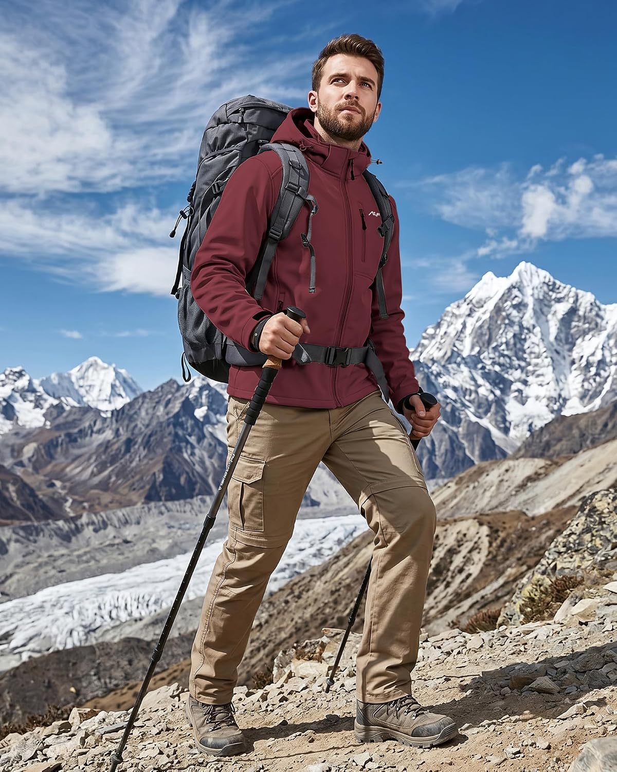 Thumbnail 1 de WULFUL Men's Softshell Jacket, Fleece-Lined with Stowable Hood