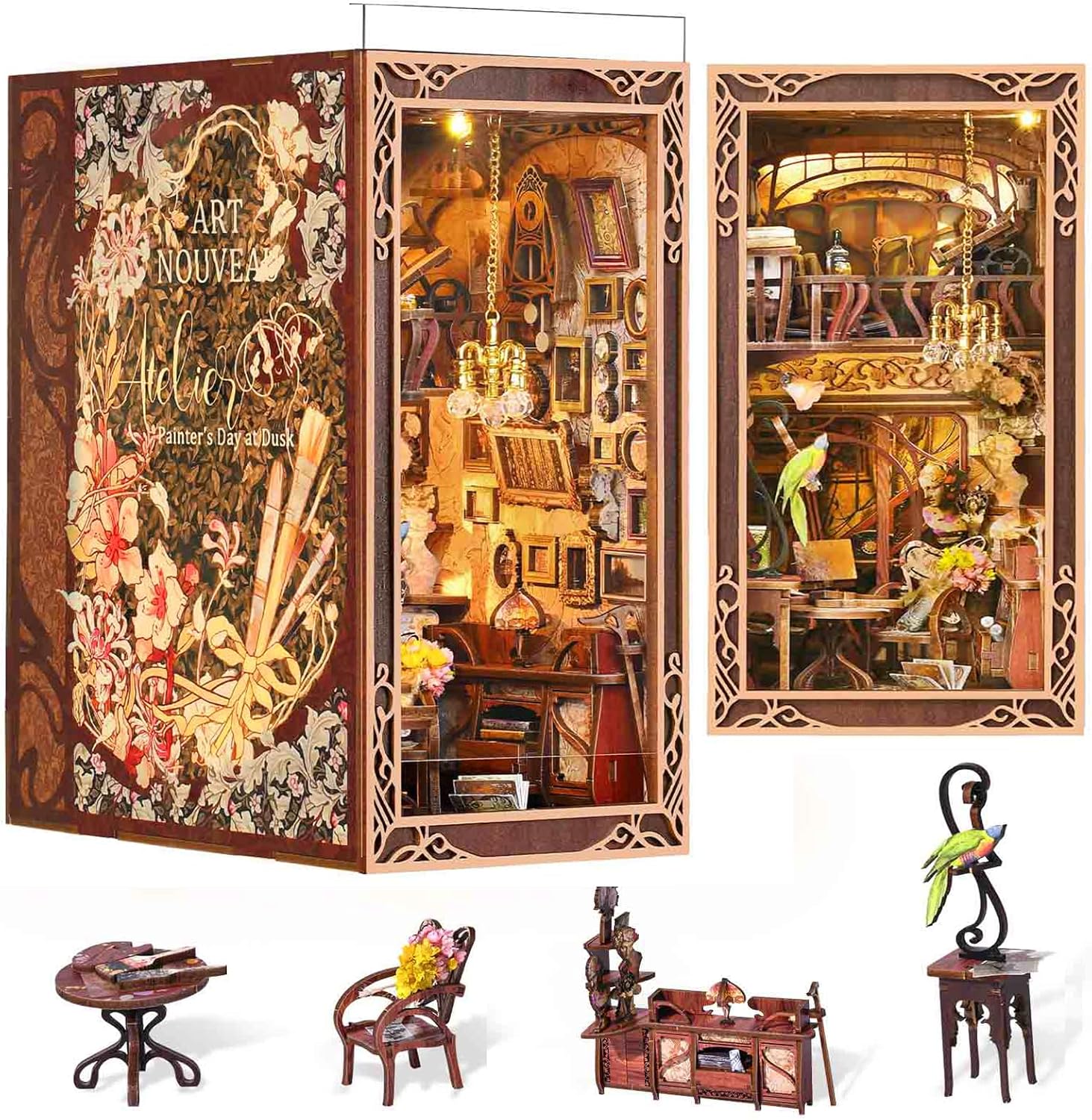 Thumbnail 6 de MiniCity Book Nook Kit “Beyond Library Max” DIY miniature dollhouse bookshelf insert with LED light