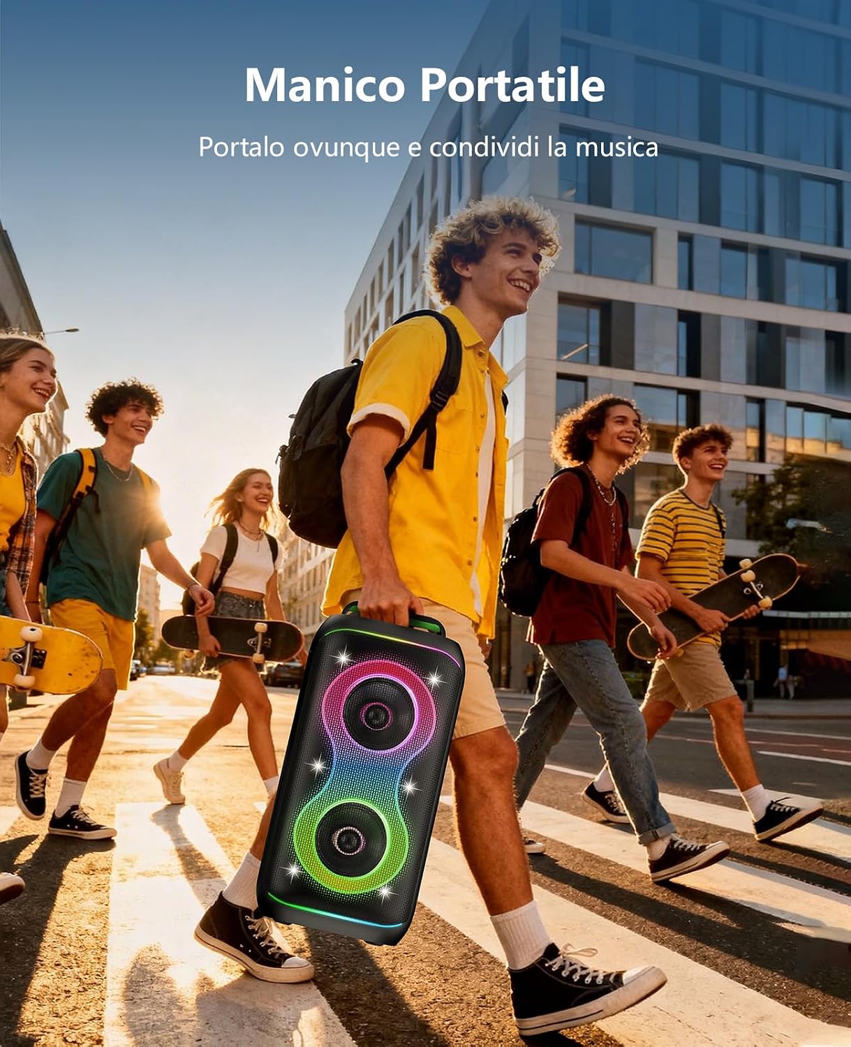 Detalle de GKD61 Cassa Karaoke 400W con 2 Microfoni UHF Wireless – Suono potente, portatile e versatile