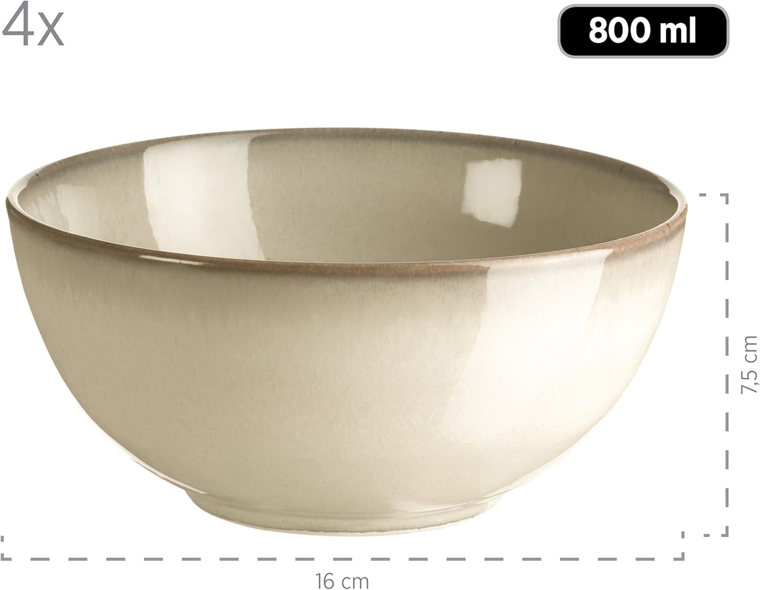Detalle de MÄSER 931736 – 16-elementowy zestaw naczyń dla 4 osób, ceramika