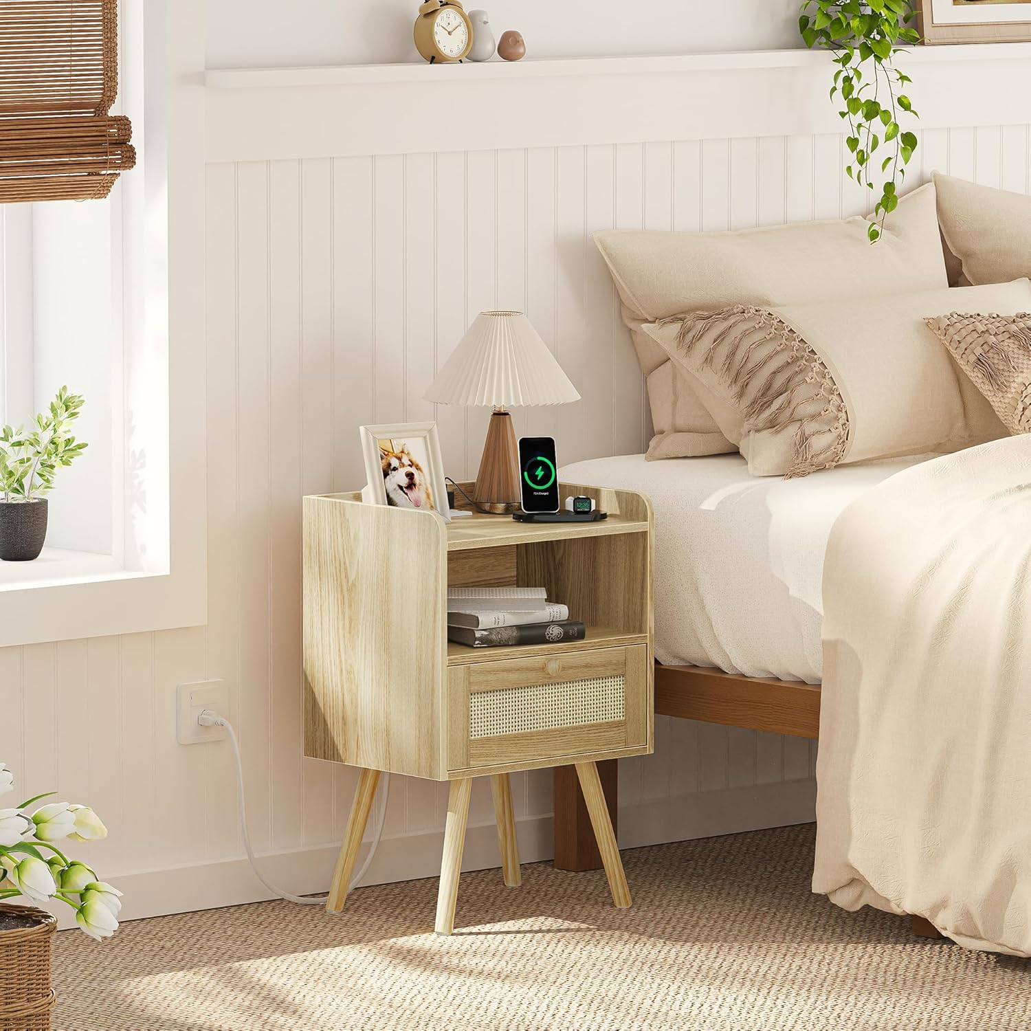 Thumbnail 2 de SUPERJARE Nightstands Set of 2 with Charging Station 🛋