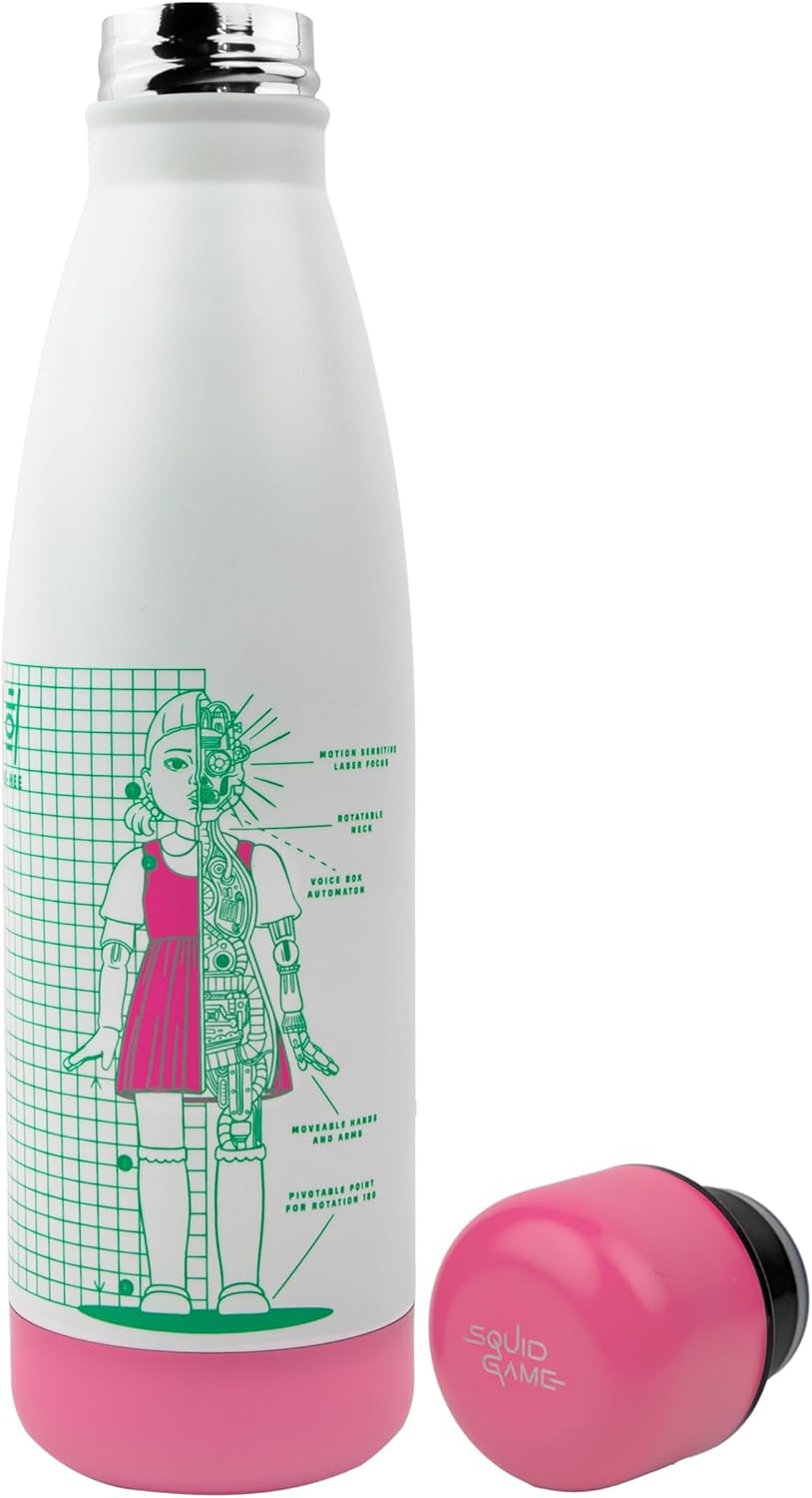 Thumbnail 6 de Cinereplicas Squid Game – Young-hee Blueprint Schwarz 500 ml Edelstahl Wasserflasche (Offizielle Lizenz)