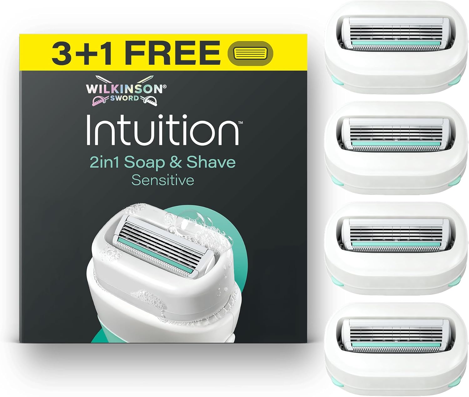 Detalle de Wilkinson Sword Intuition 2in1 Soap & Shave Sensitive pour femme — 3 recharges + une offerte
