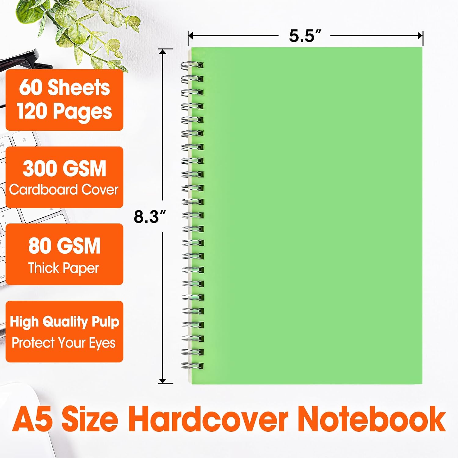 Detalle de BGUP 3-Pack A5 Spiral Notebooks, 120 Pages, 80 GSM Wide-Ruled Paper