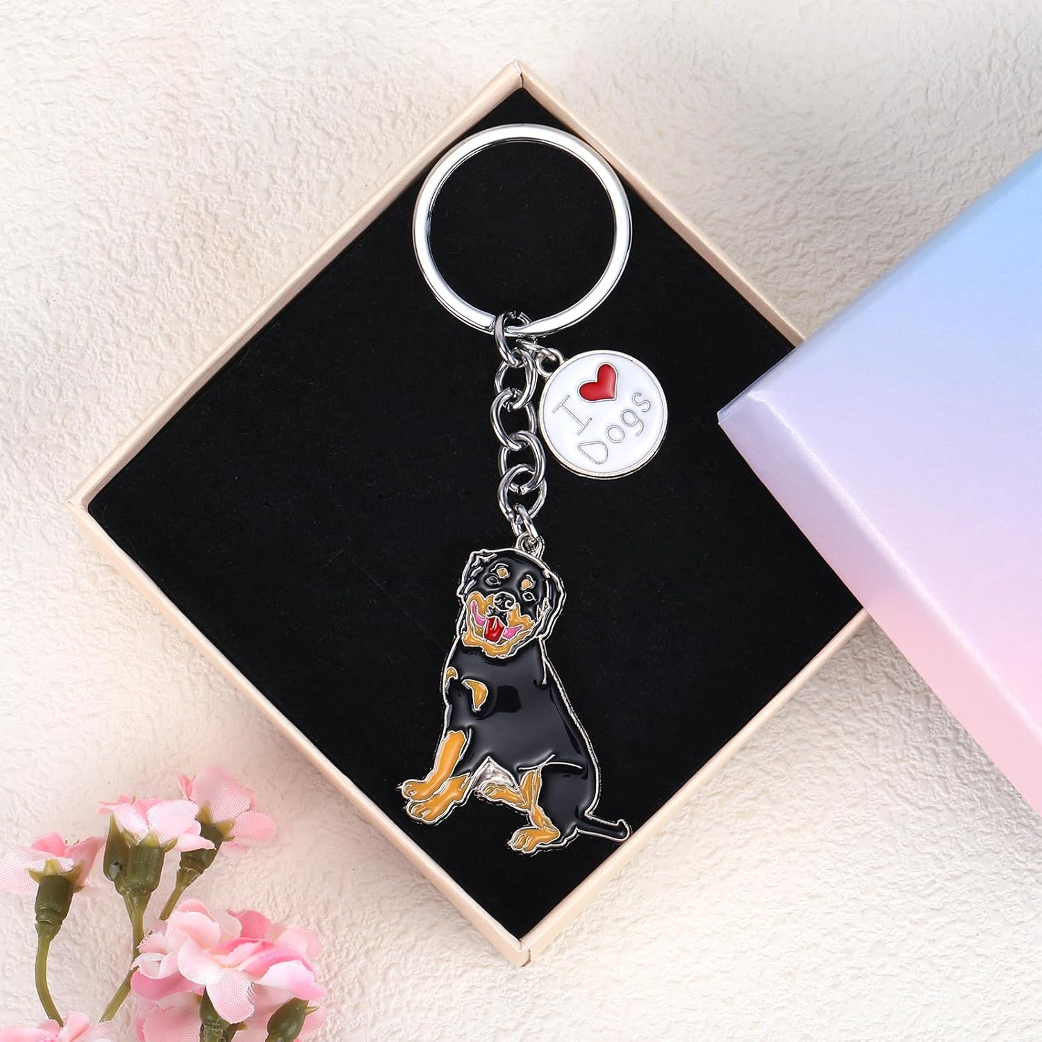 Detalle de WEWAYSMILE Dog Key-Ring Keychain – Small Metal Pup Charm for Cars, Bags and Keys