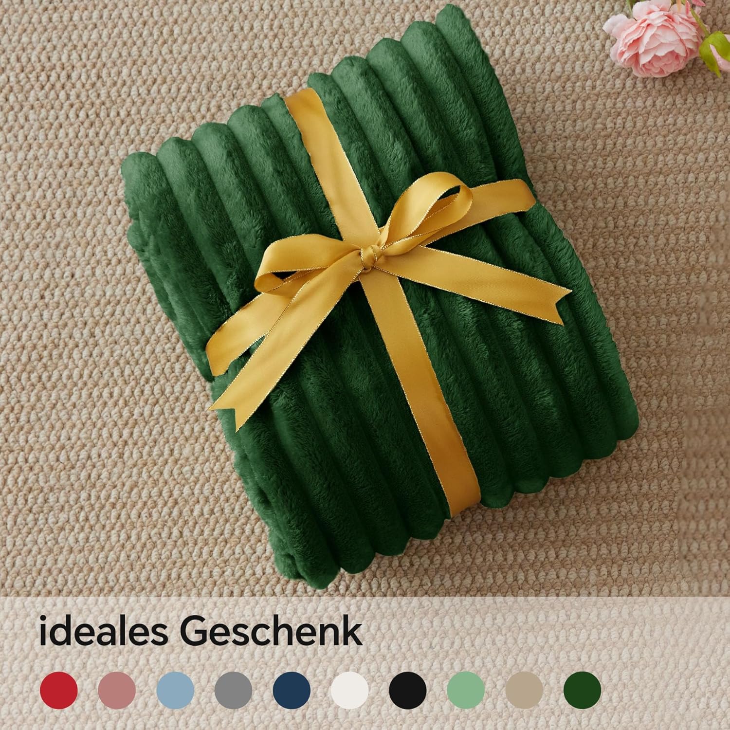 Thumbnail 5 de BEDELITE Kuscheldecke Flauschig Decke 150x200 cm – Grün, Streifen, Flanell