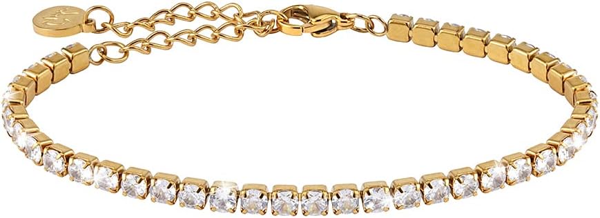 Detalle de GD GOOD.designs Tennisarmband für Damen mit Cubic Zirkonia – Armkette in 18K Gold, Roségold oder Silber