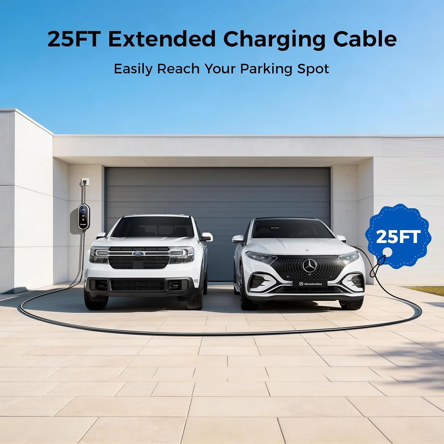 Thumbnail 2 de 2026 Grasside Level 1&2 EV Charger — Portable J1772, 25ft Cord, 8–16A Adjustable, NEMA 5-15/6-20, All-in-One Home & Travel Charging