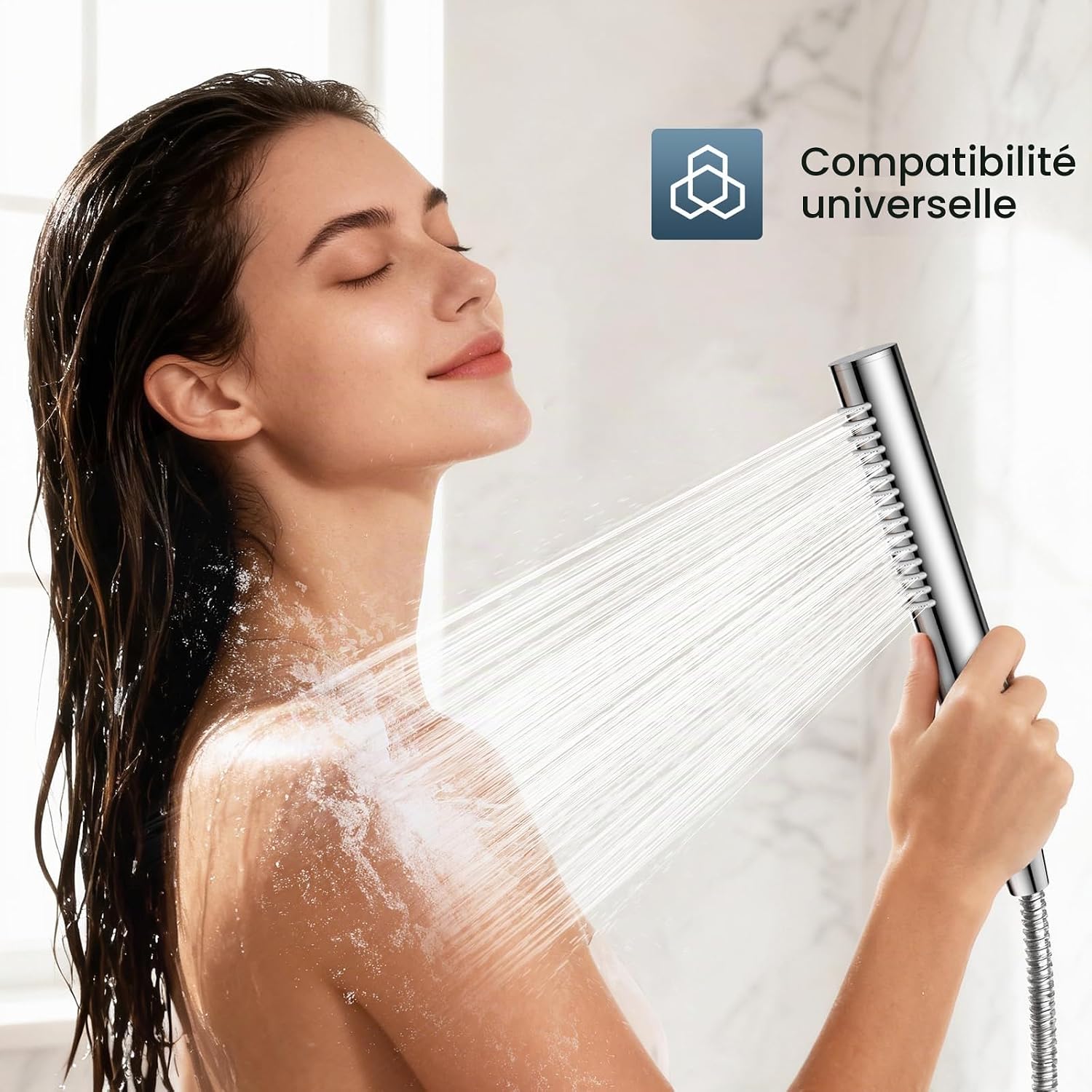 Detalle de FEELSO handdouche, model FEELSO, met 195 siliconen sproeiers en G1/2-aansluiting