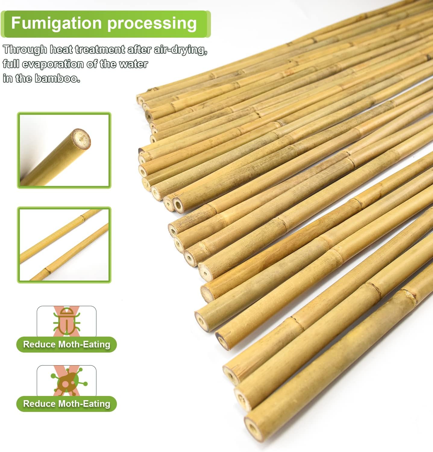 Detalle de Jollybower BambooStake-CA Bamboo Garden Stakes, 25-Pack, 0.47–0.55-Inch Diameter
