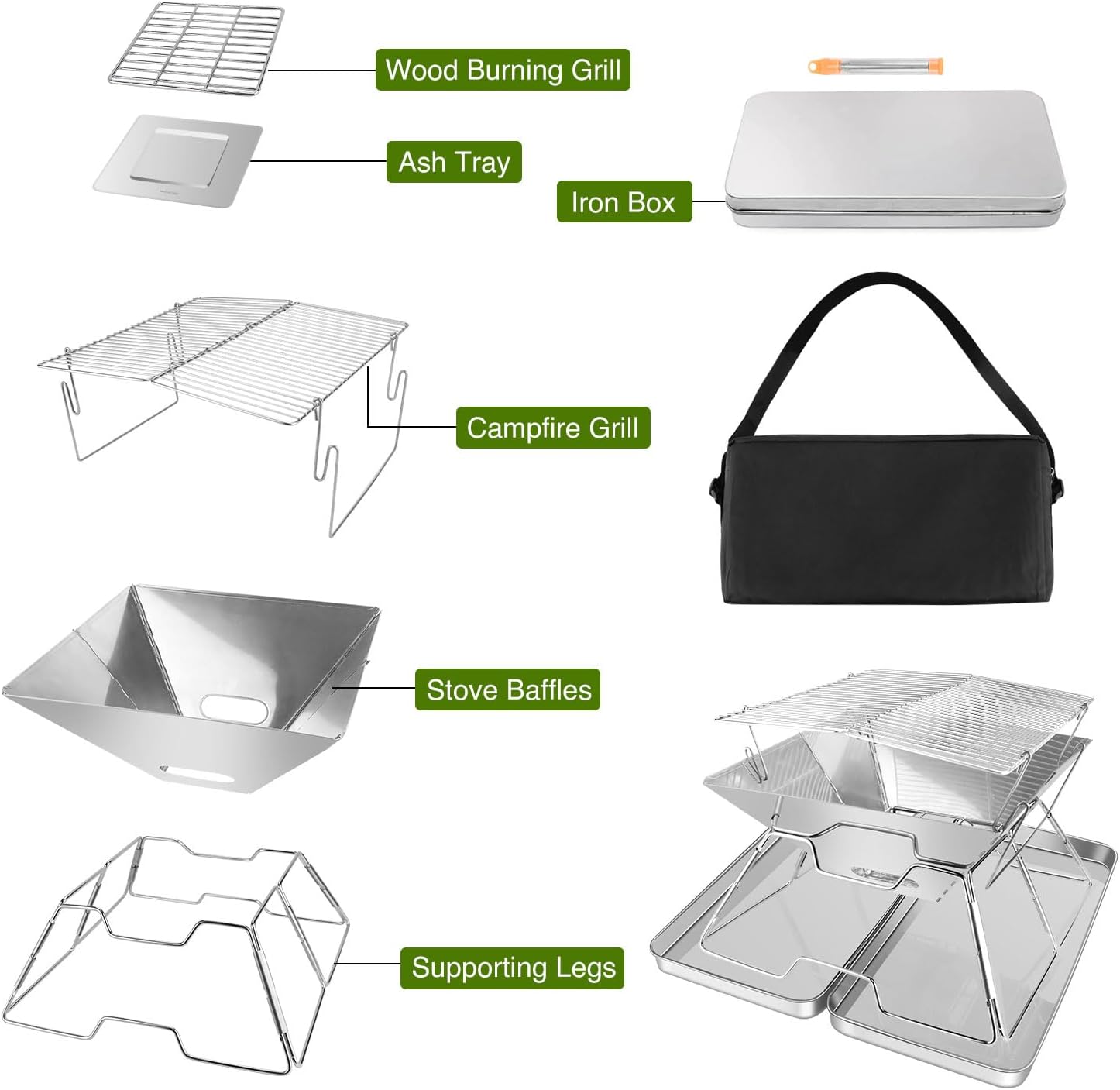Detalle de Portable fire pit grill rack 430 stainless