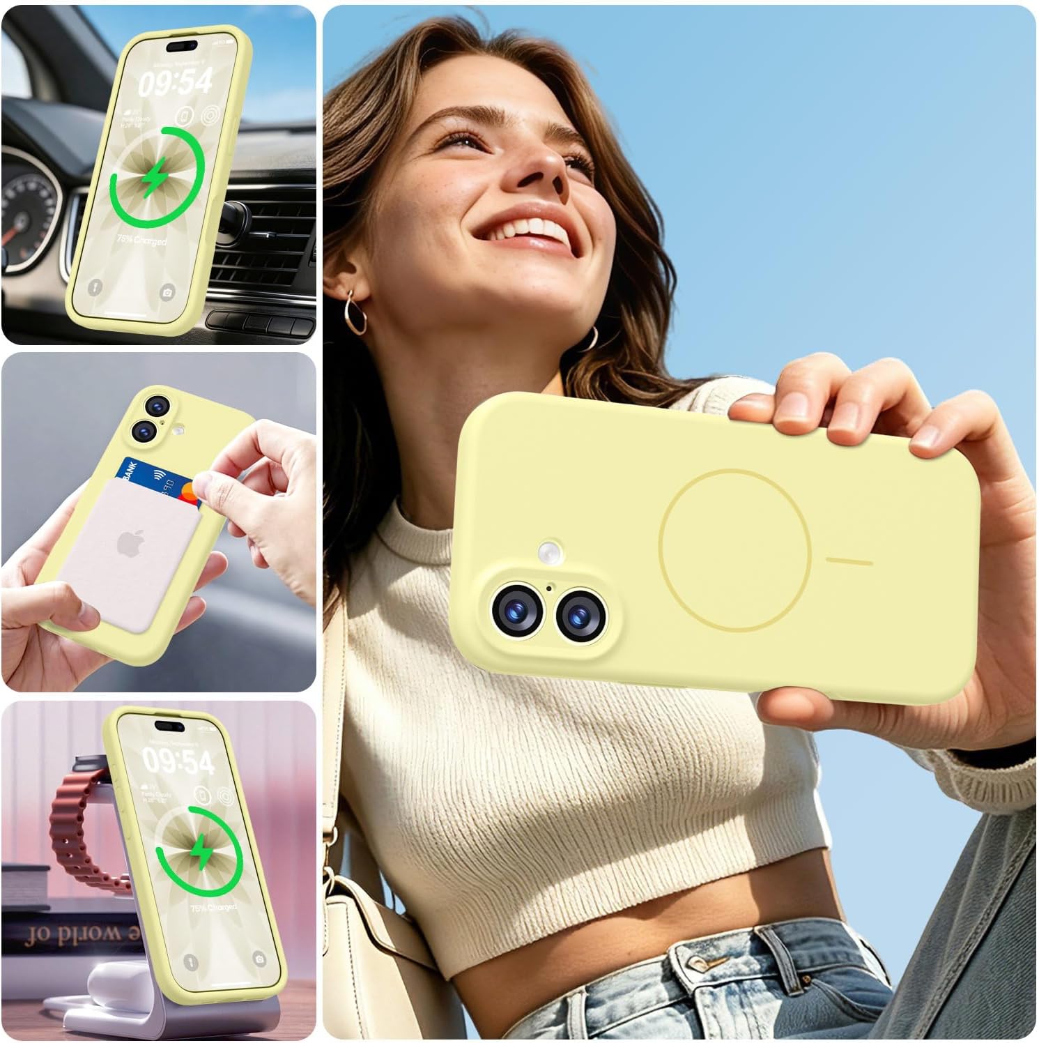 Detalle 1 de BossKiss iPhone 17 Silicone Case, Creamy Yellow, MagSafe-Compatible