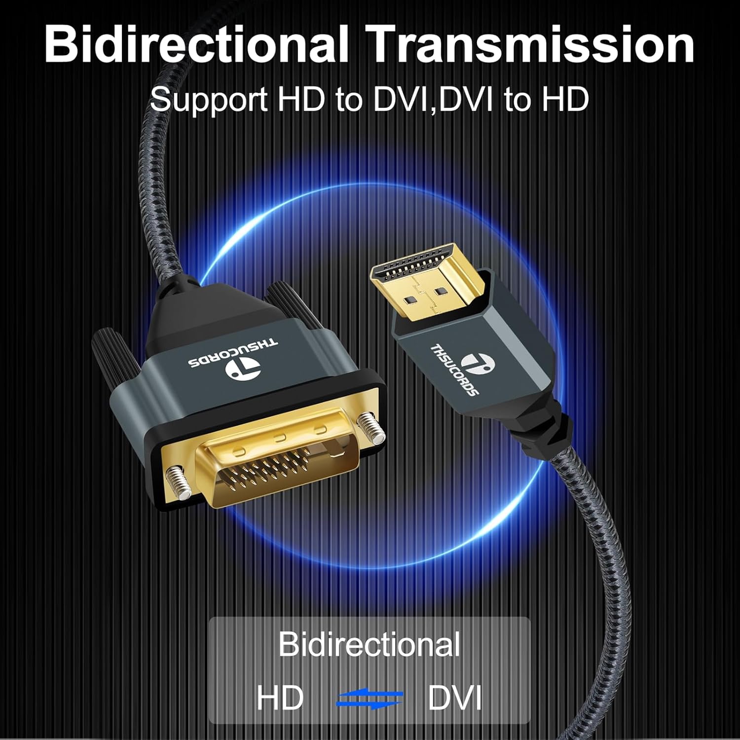 Thumbnail 2 de Thsucords 4K HDMI to DVI Cable 1M 2Pack