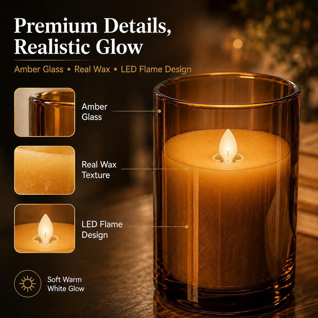 Thumbnail 3 de YINUO LED Candles 4 5 6in Set