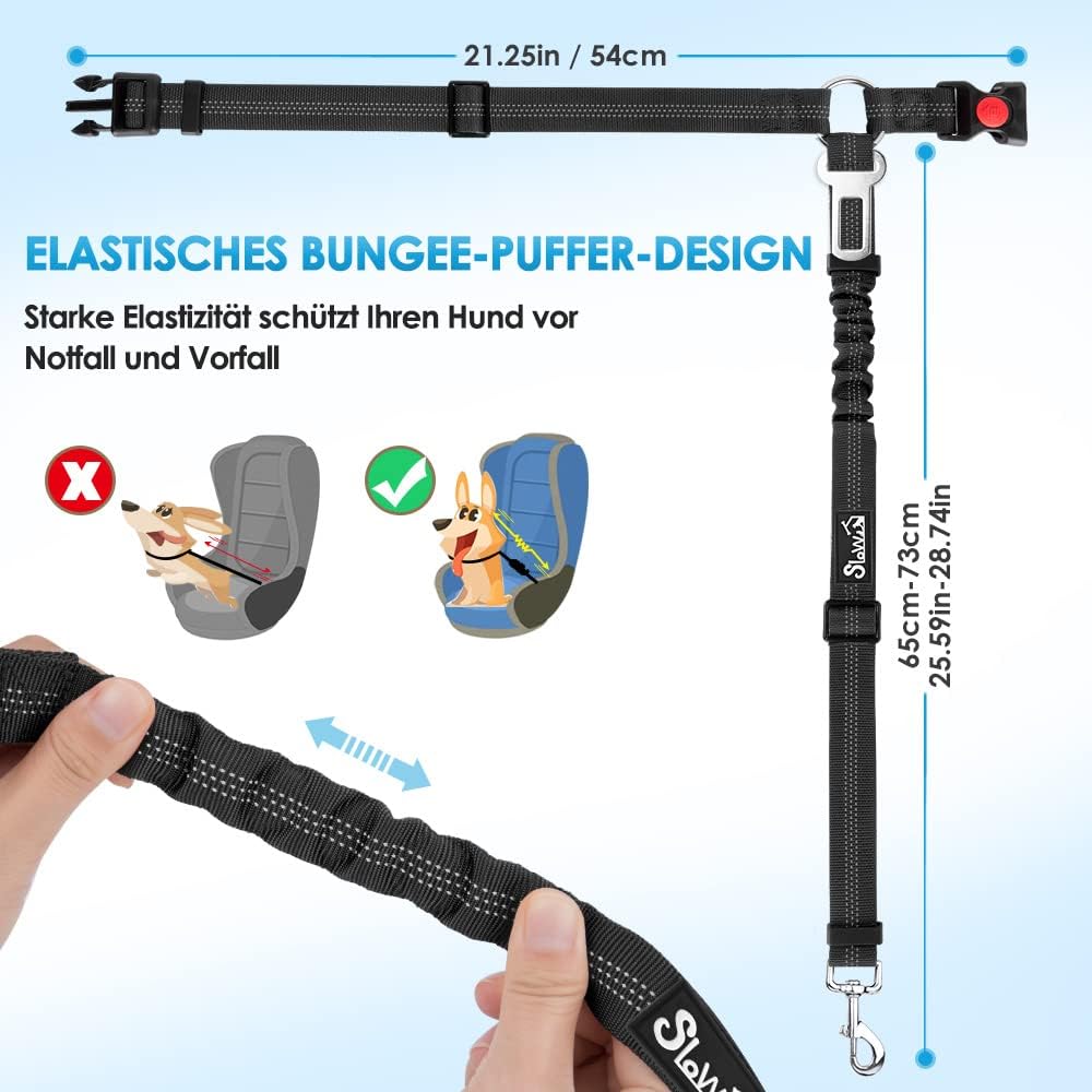 Thumbnail 6 de SlowTon Hundegurt fürs Auto – 2-in-1 Kopfstützen-Rückhaltegurt mit Universalschnalle und reflektierendem Band