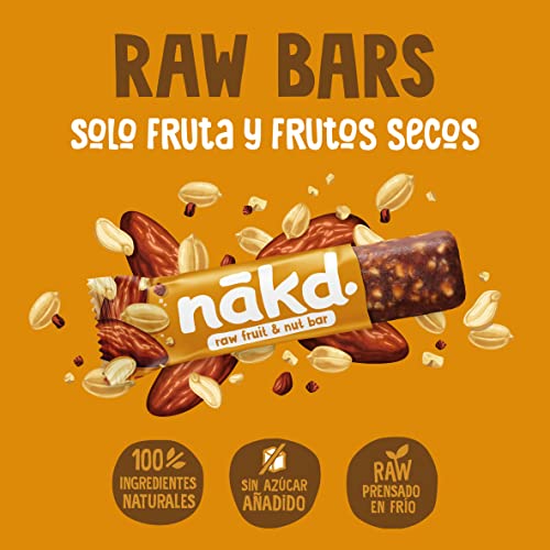 Detalle de Nākd. Peanut Delight: Barritas Raw de Fruta y Frutos Secos (18 x 35g) | 100% Naturales