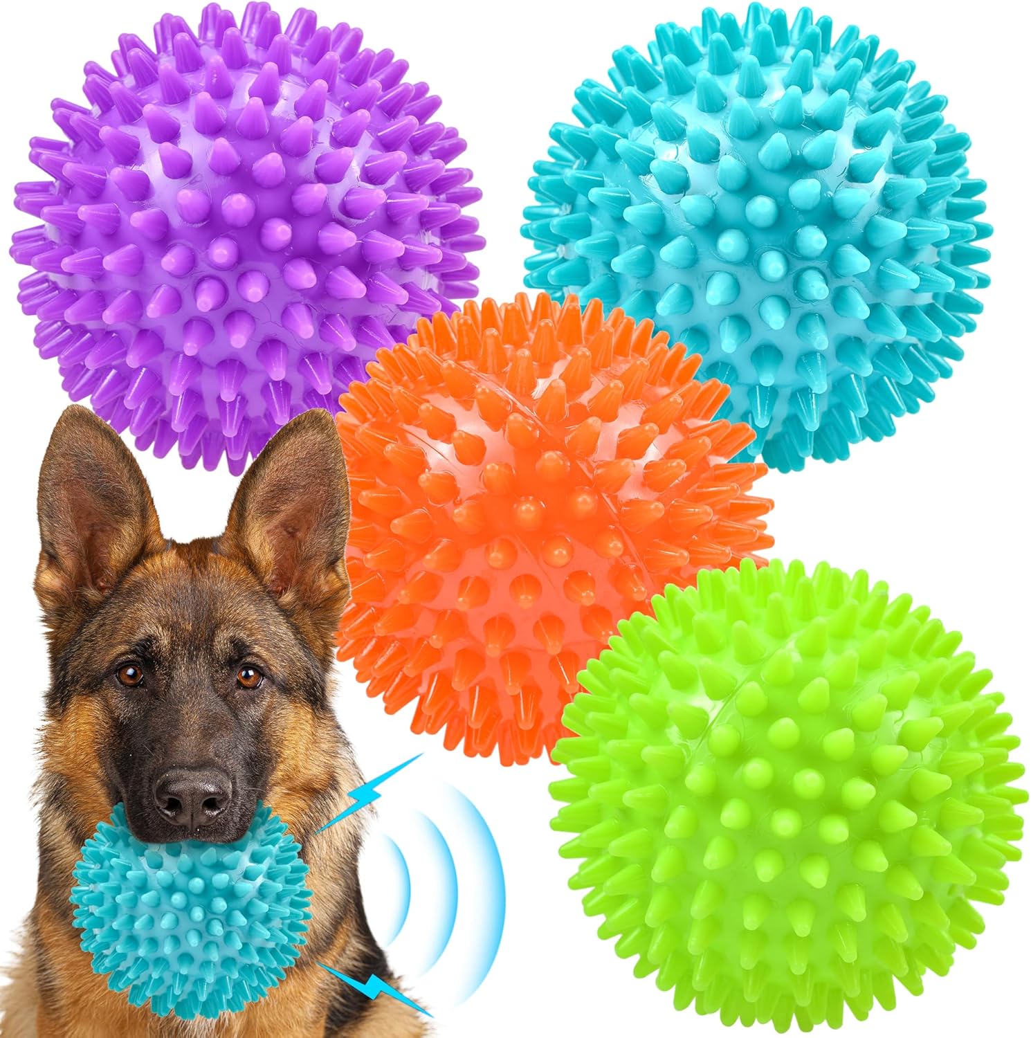 Detalle de Ousiya Thickened 12 cm Squeaky Dog Toy Ball for Aggressive Chewers