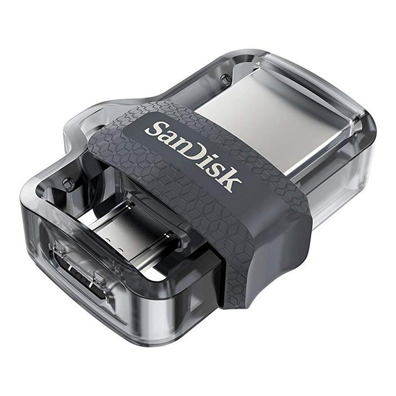 Detalle de SanDisk Ultra Dual m3.0 64GB USB 3.0 Gris/Plata: transferencia rápida entre móvil y ordenador