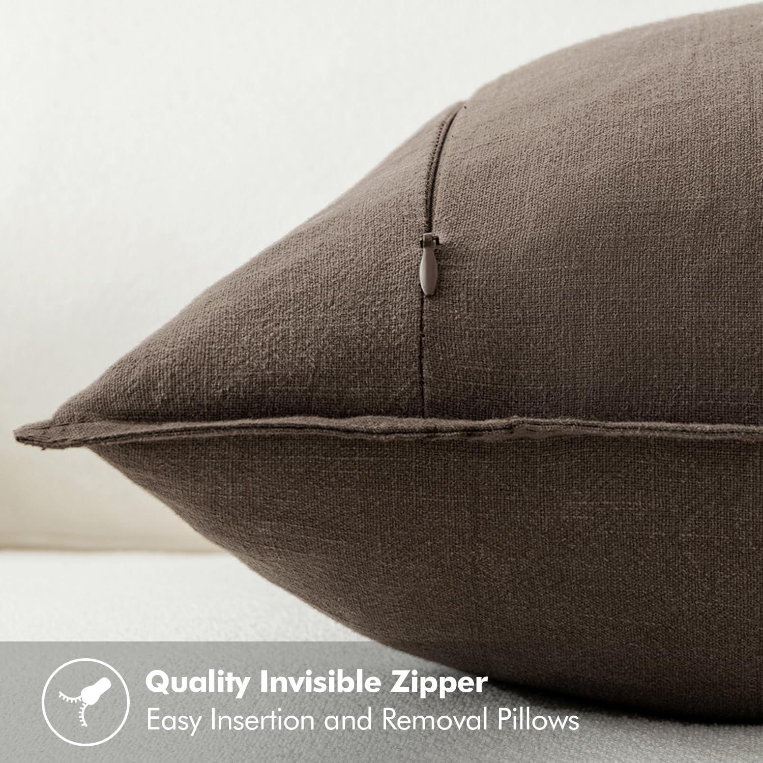 Thumbnail 5 de MIULEE Decorative Linen Pillow Covers, 18 x 18 Inch, Coffee, Set of 2