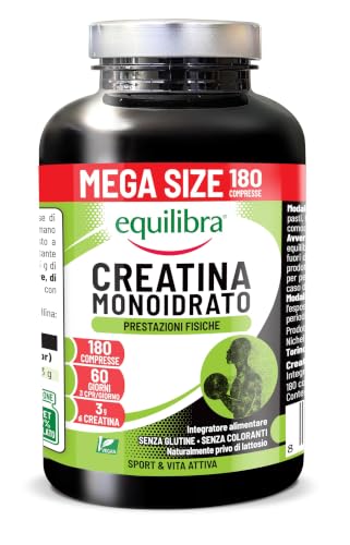 Detalle de Equilibra Creatina Monoidrato 3000mg, 180 Compresse: la scelta pratica per chi cerca supporto alle prestazioni sportive