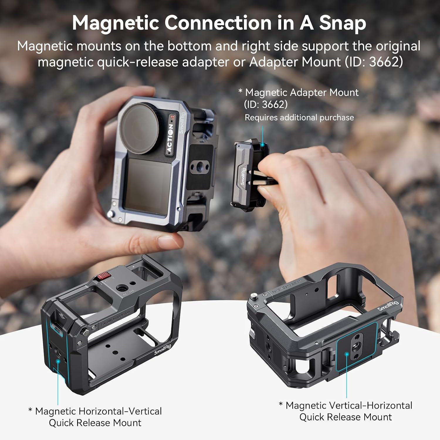 Thumbnail 4 de SMALLRIG 4119C Cage für DJI Osmo Action 5 Pro / Action 4 / Action 3 mit Cold Shoe und 1/4"-20 Gewinden