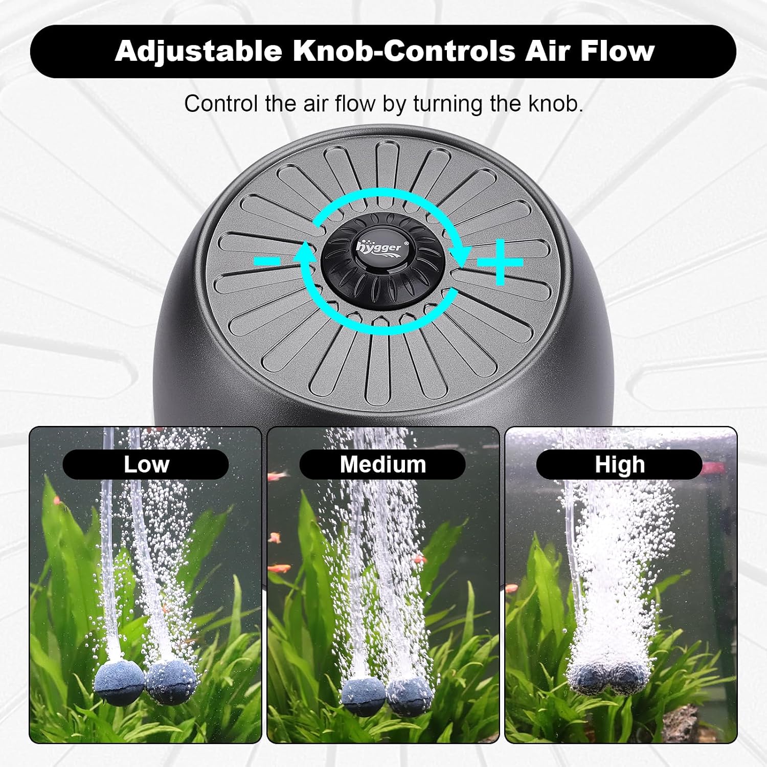 Thumbnail 1 de hygger Aquarium Air Pump Quiet 35 dB, 2-outlet air pump 🐟