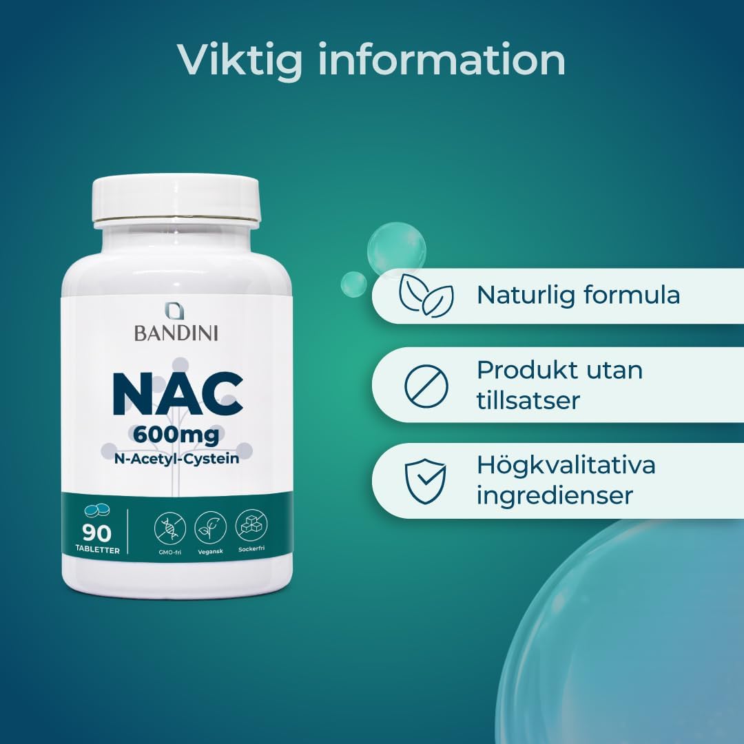 Detalle 2 de BANDINI NAC N-Acetyl-Cysteine 600 mg – 90 veganska tabletter