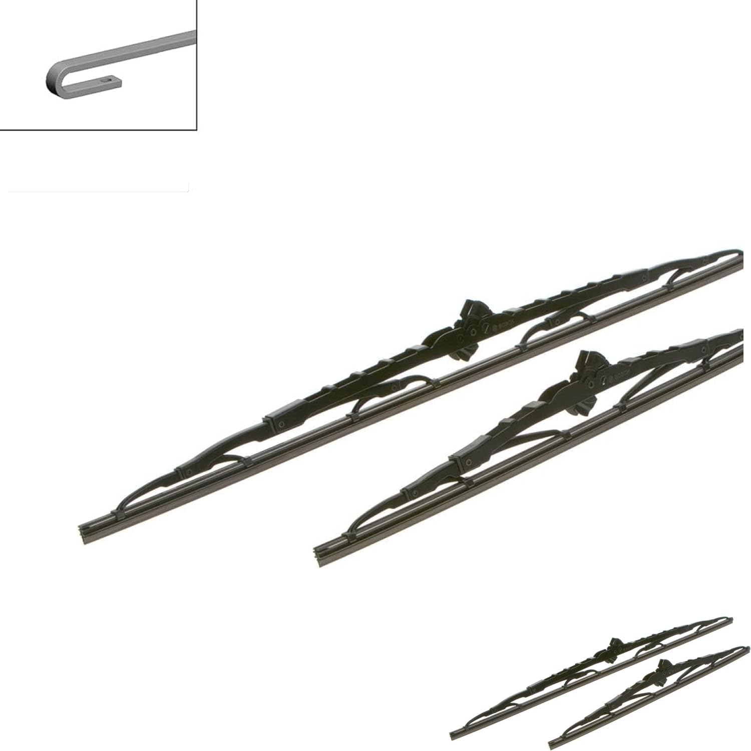 Detalle de Bosch Twin 601 Front Windscreen Wipers (Set of 2) – 575mm/400mm with Pre-assembled Quick-Clip Adapter
