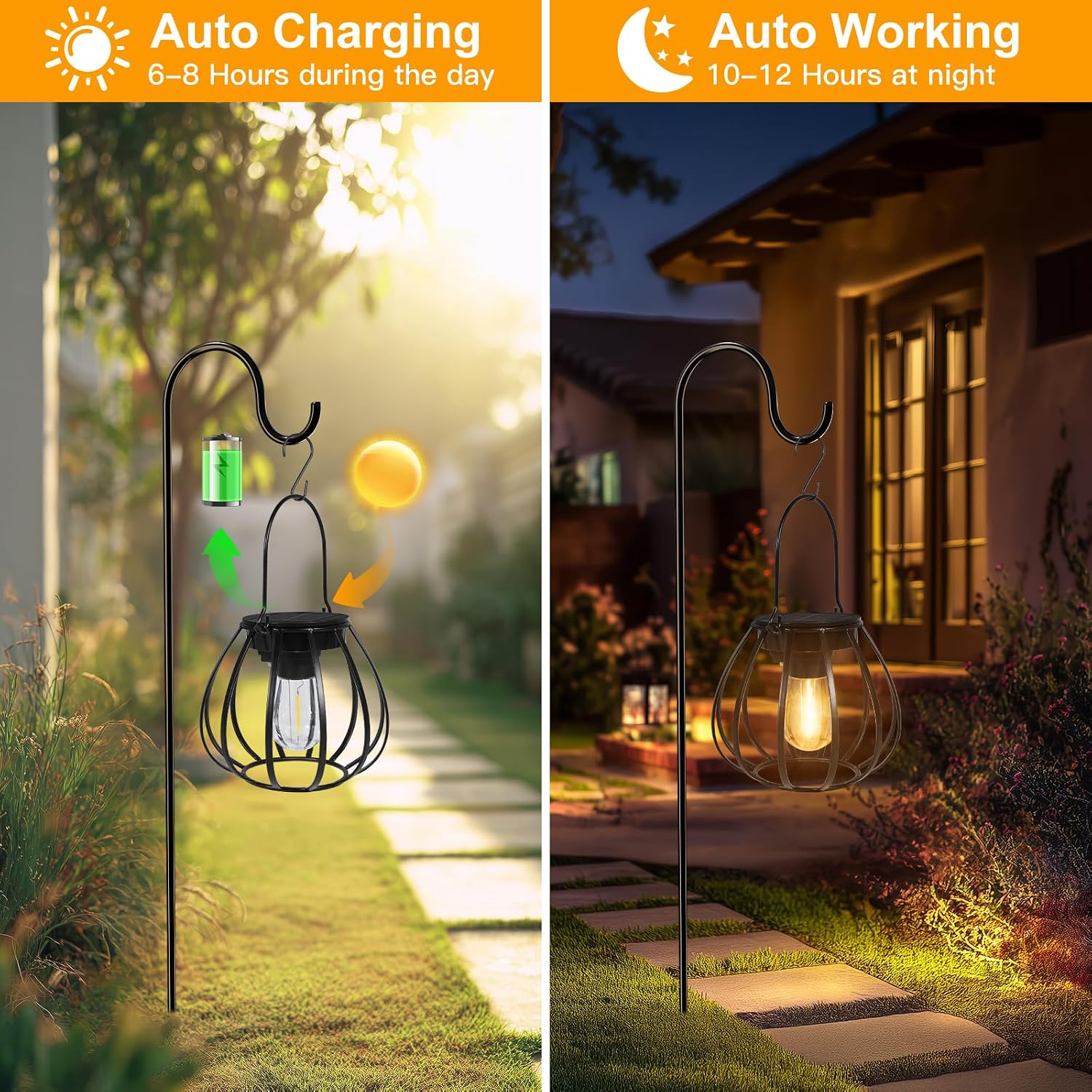 Thumbnail 2 de Dehobo Lanterne Solari Da Esterno 2 Pezzi – Lanterna Solare IP65 Bianco Caldo per Giardino