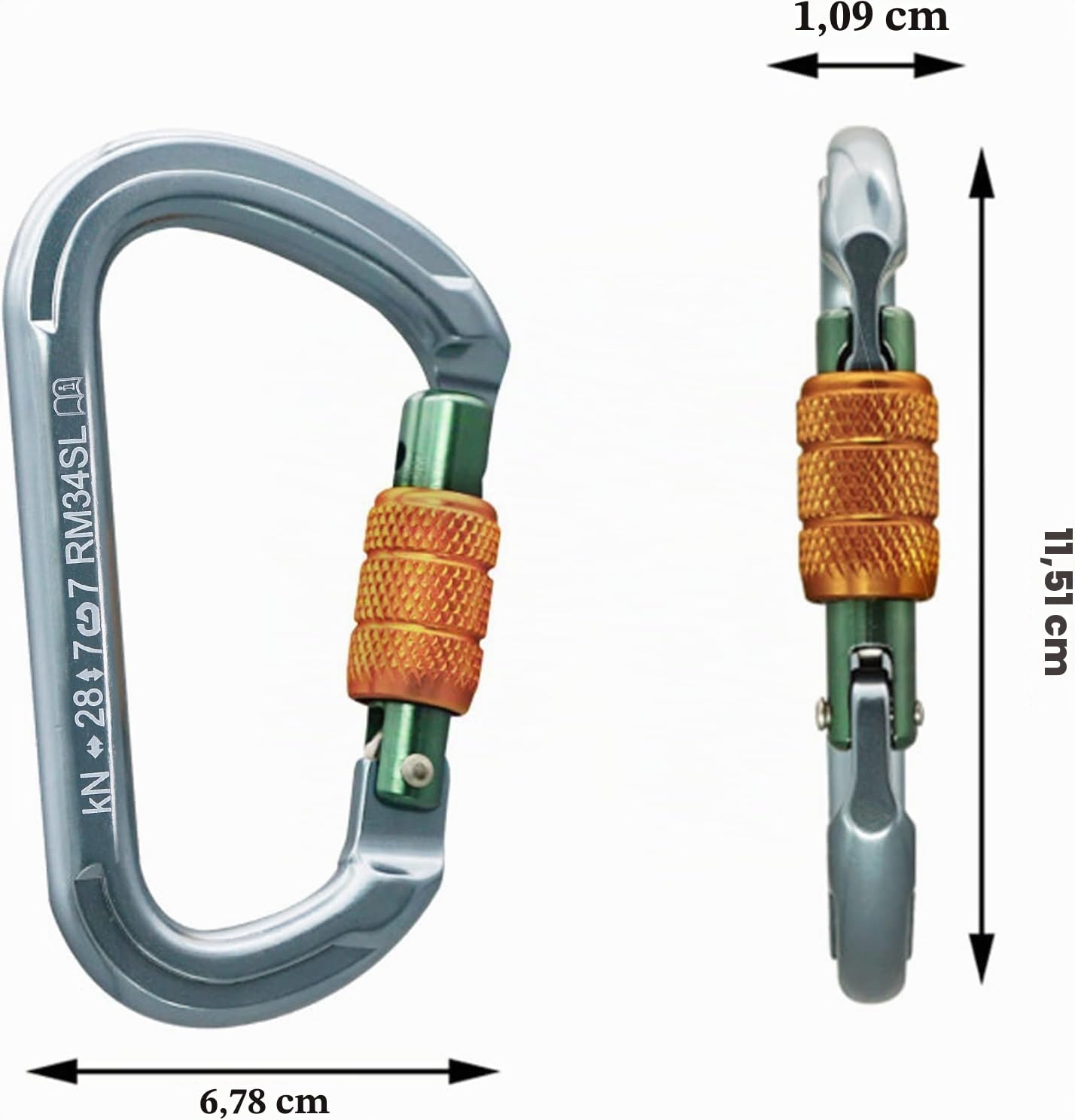 Detalle 2 de SOB Moschettone Arrampicata con Porta a Vite – 2 pezzi in alluminio 7075, CE EN362