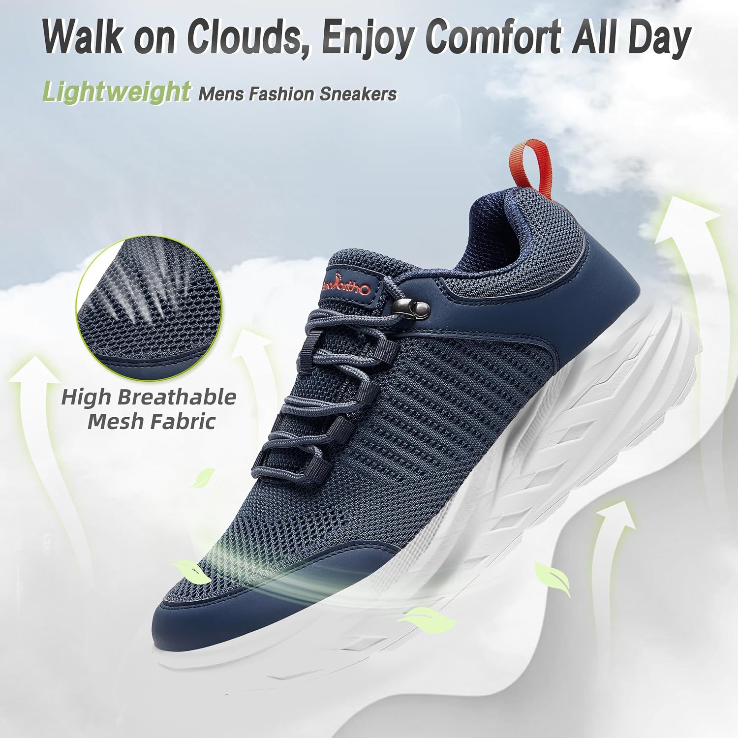 Detalle de OrthoComfoot Men's Wide Diabetic Sneakers with Removable TPU Arch Support