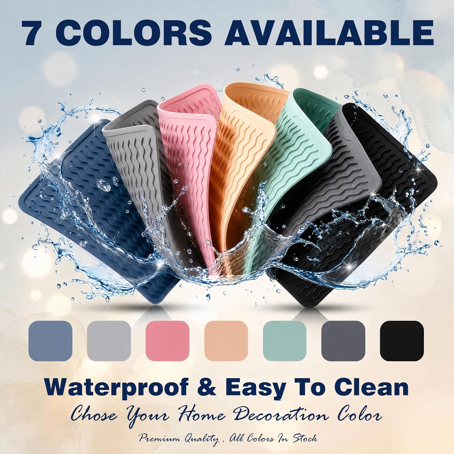 Detalle de 2 Pack Caketime Silicone Dish Drying Mat for Kitchen Counter