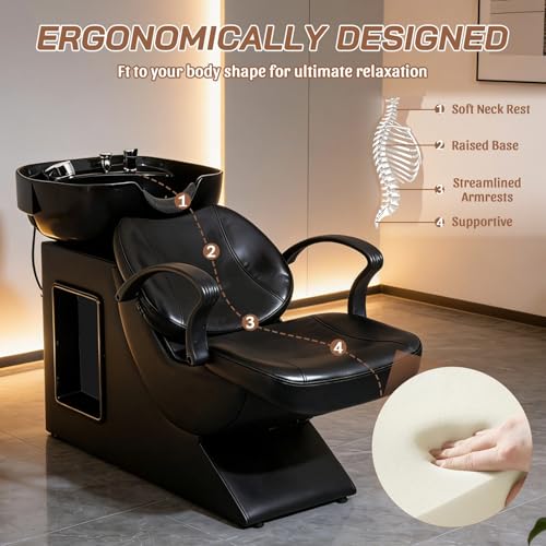 Thumbnail 8 de WestWood Salon Shampoo Chair with ABS Basin, Reclining Backrest and Mixer