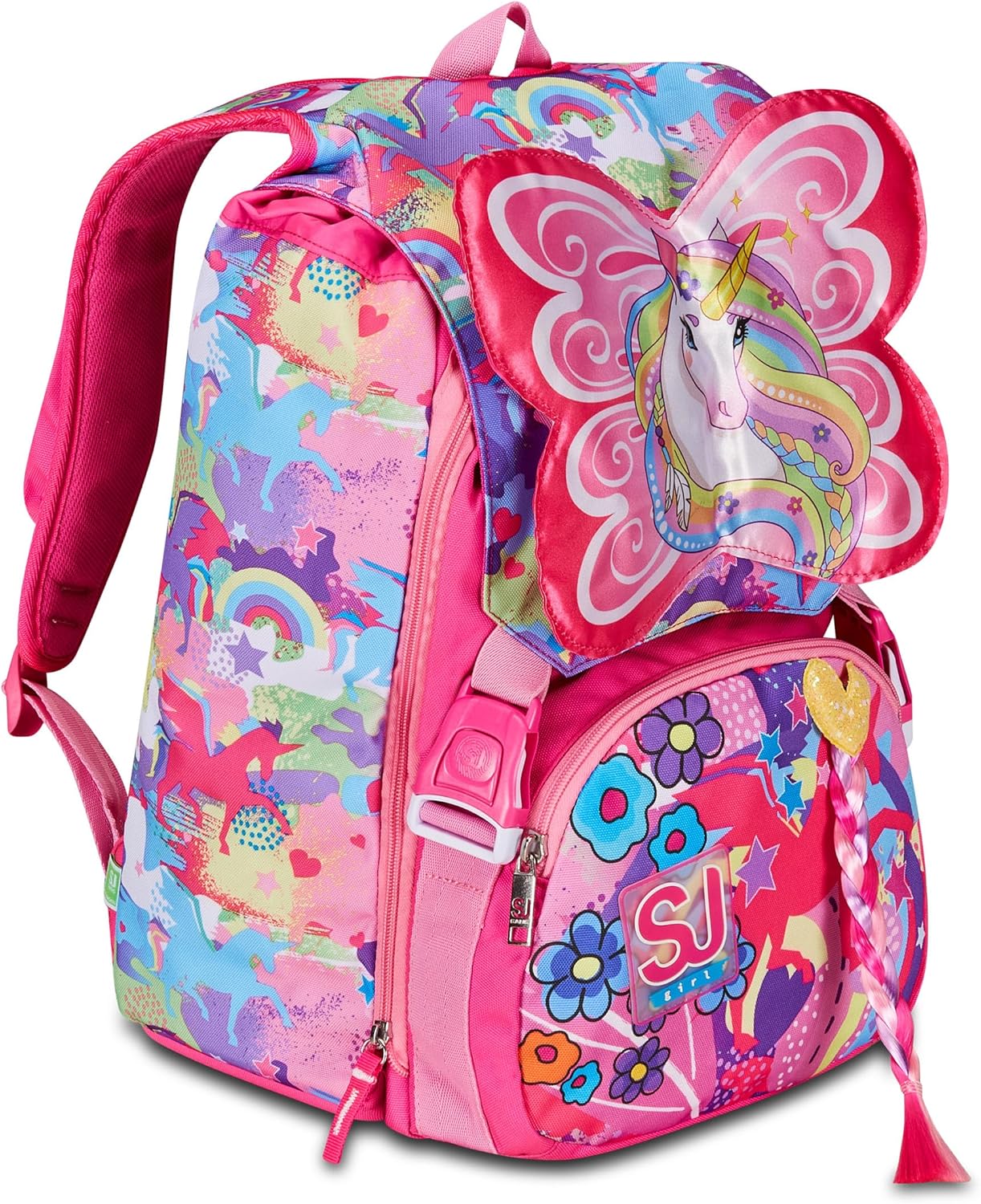 Detalle 2 de SJ Gang Style Jam Gang Schulrucksack – erweiterbar, Rosa, 22–29 l, 3 Fächer, Seitenreißverschlüsse