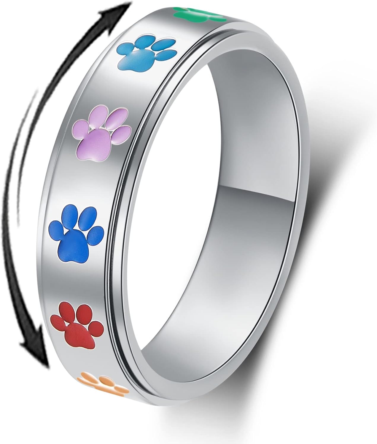 Detalle de LuckyAmor Anxiety Ring for Women Spinner Ring 6mm Moon Star