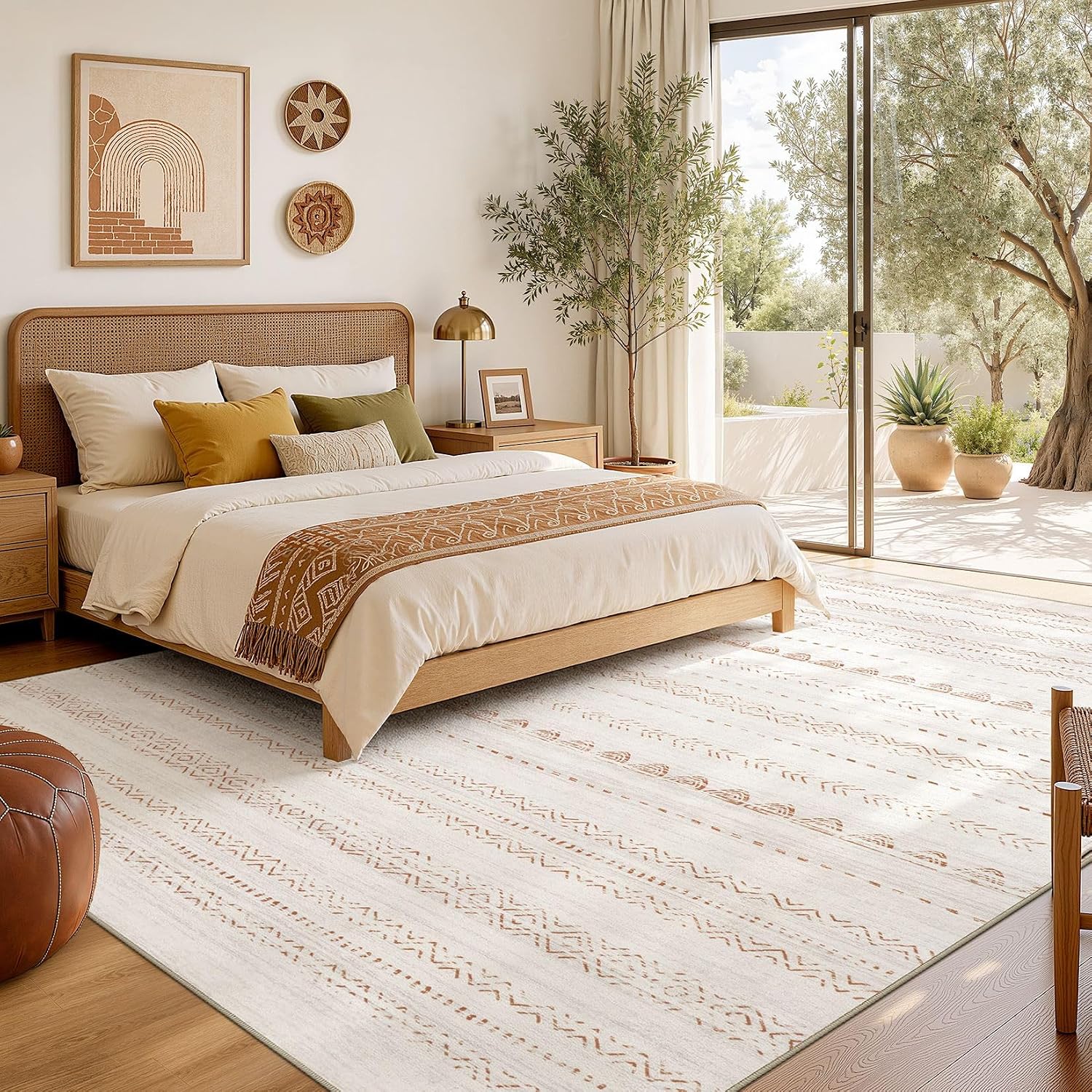 Thumbnail 5 de Nakagishi 10x12 Area Rug Living Room – Washable Boho, Non-Slip, Stain-Resistant, Brown