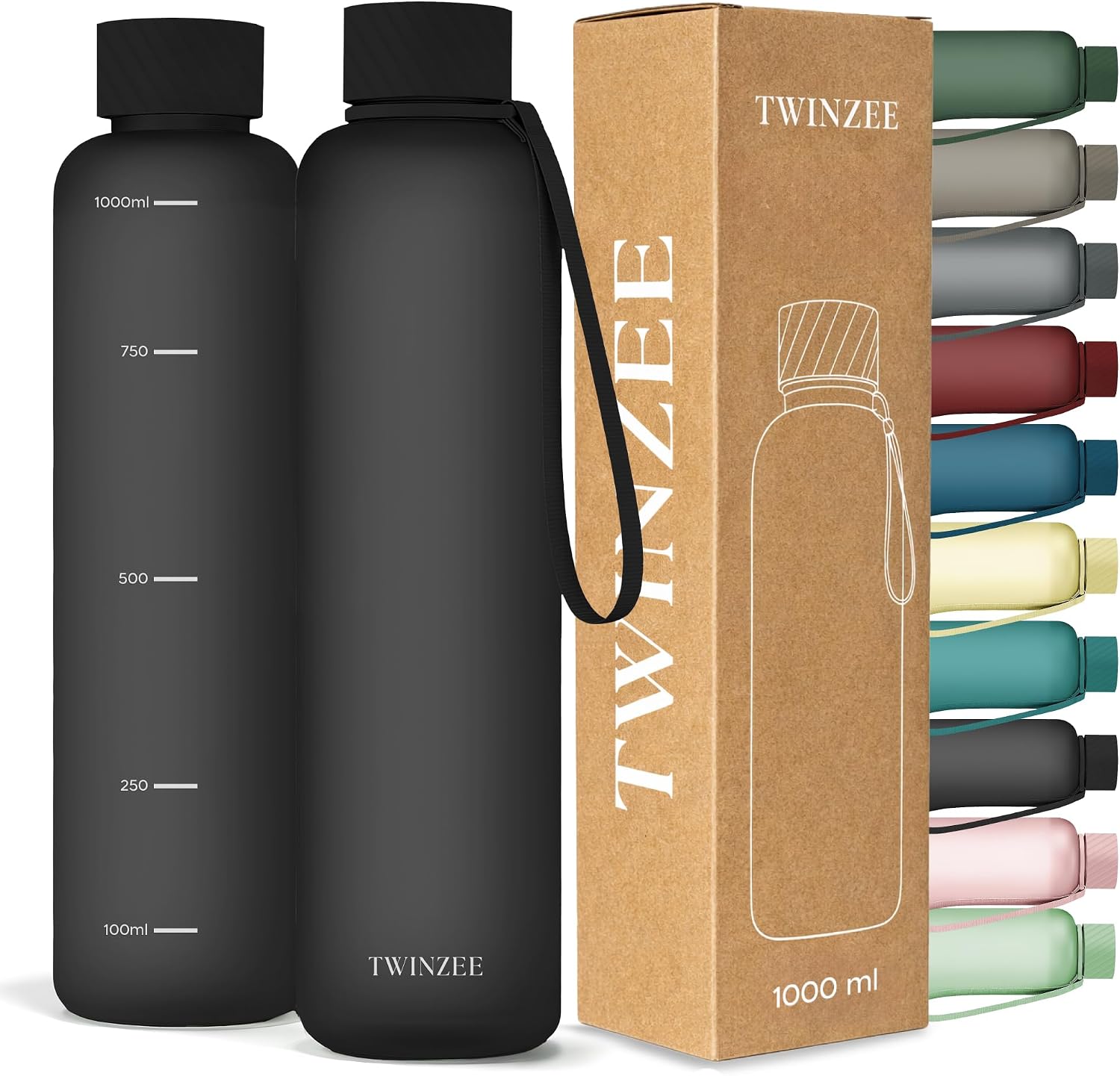Twinzee Gourde 1L – Anti-Fuite, sans BPA, Tritan premium