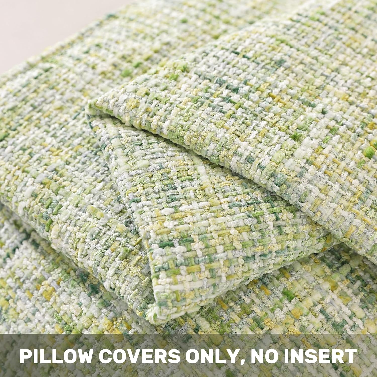 Thumbnail 6 de Ystyle housse de coussin luxe en chenille, lot de 2 (50x50 cm) fermeture éclair cœur, vert