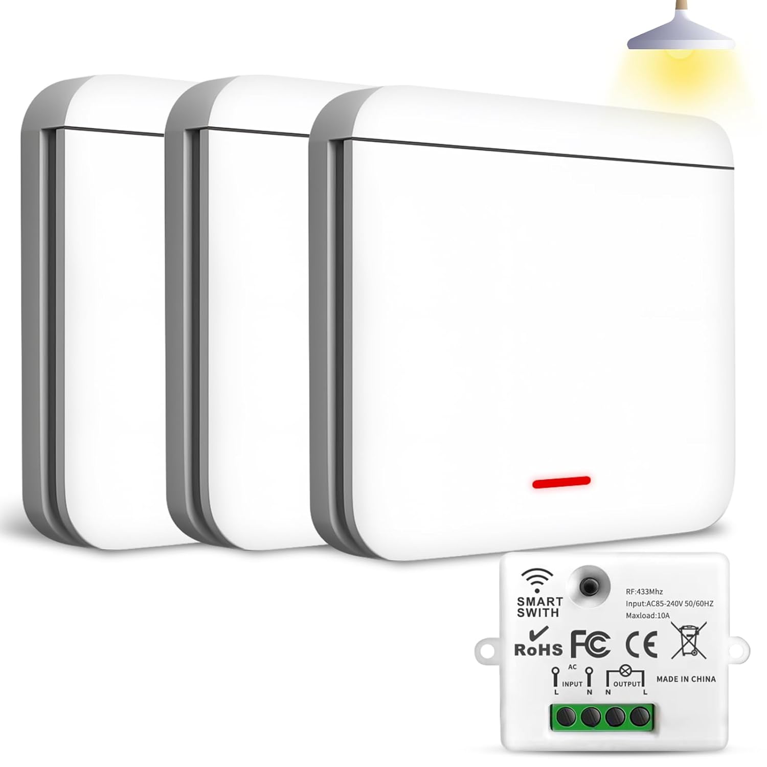 Ghekkli Interrupteur Sans Fil 433Mhz 2200W