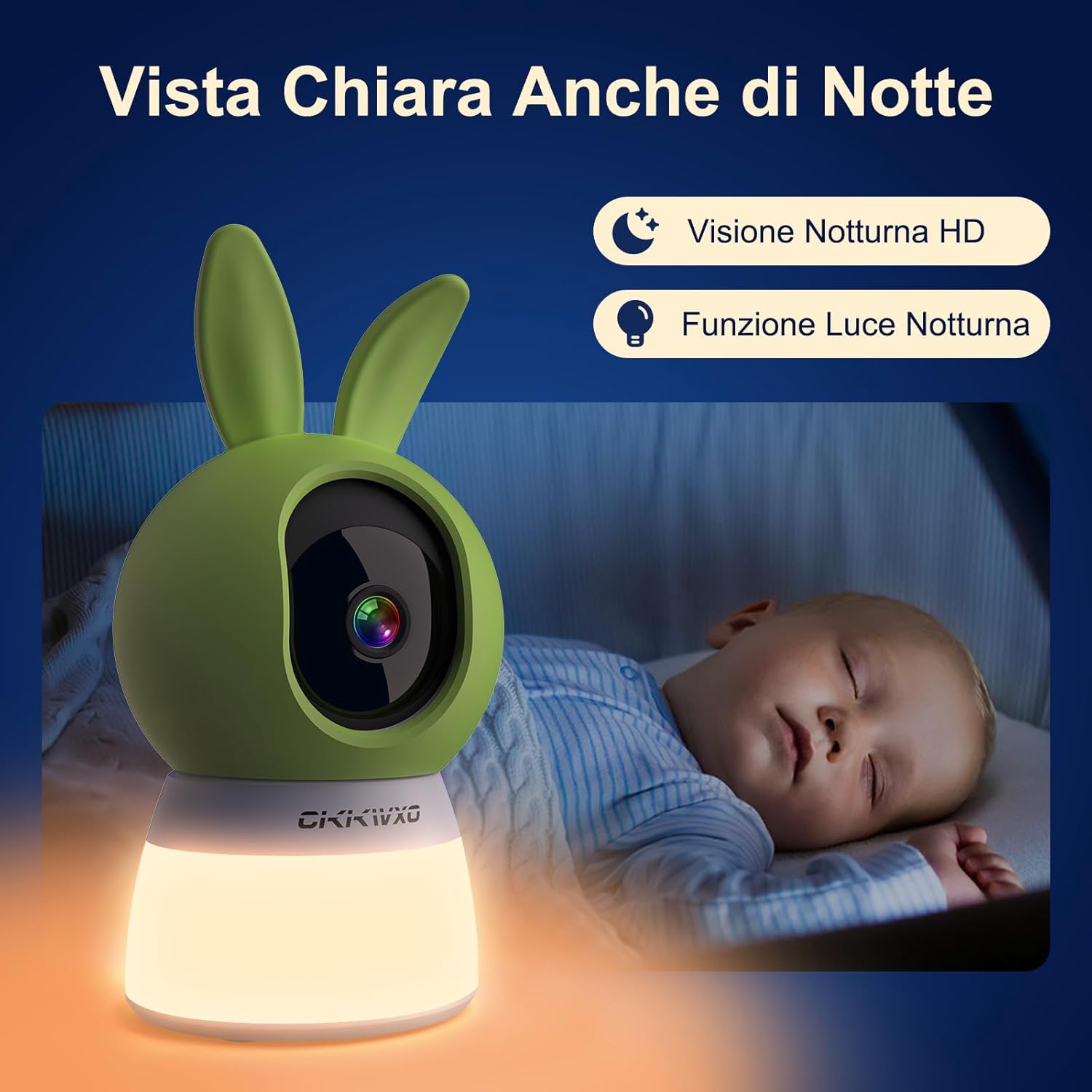 Thumbnail 3 de CiKiKWXO CiKiKWXO Telecamera WiFi interna 2K 2.4/5 GHz con PTZ 355°/90°, baby monitor e visione notturna