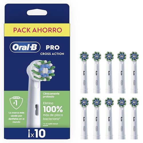 Detalle de Oral-B Pro CrossAction: Cabezales de Recambio Originales (Pack 10) – Blanco