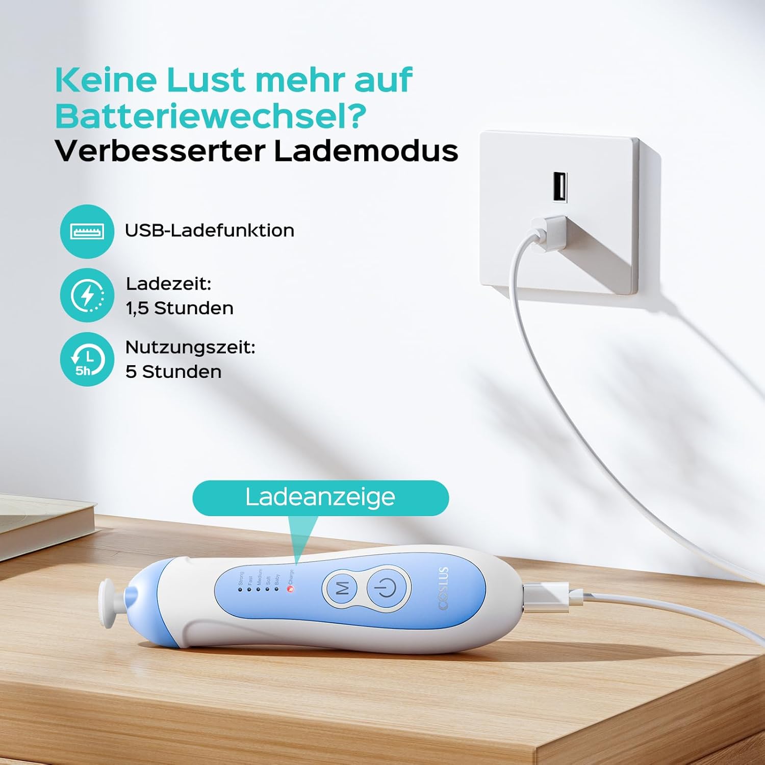Thumbnail 2 de COSLUS 2026 Elektrische Nagelfeile 5 Geschwindigkeiten