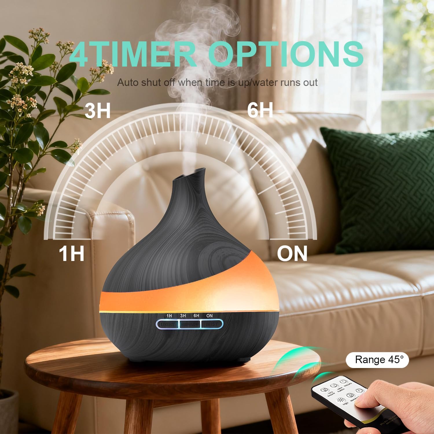 Detalle 2 de HJTHJT 500ML Essential Oil Diffuser: Remote-Controlled Aroma Diffuser for Home and Spa