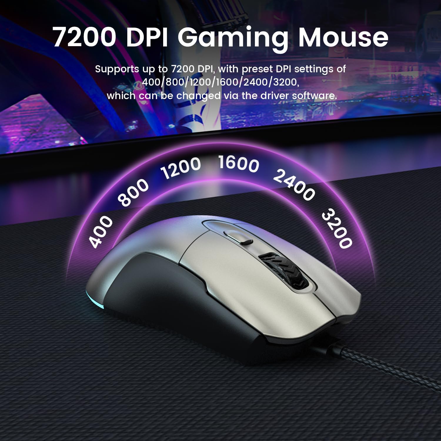 Thumbnail 2 de GEODMAER 65% Gaming Keyboard and Mouse Combo — Compact 65% Layout, RGB Backlit, 7200 DPI Wired Set
