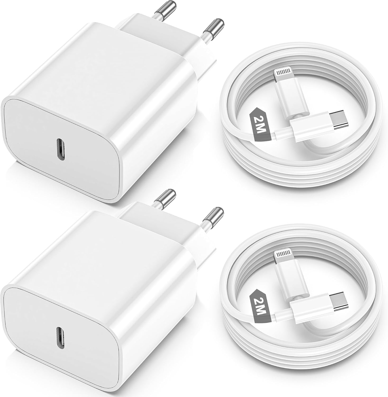 Detalle de 2Pack USB C Ladegerät mit 2M Kabel für iPhone