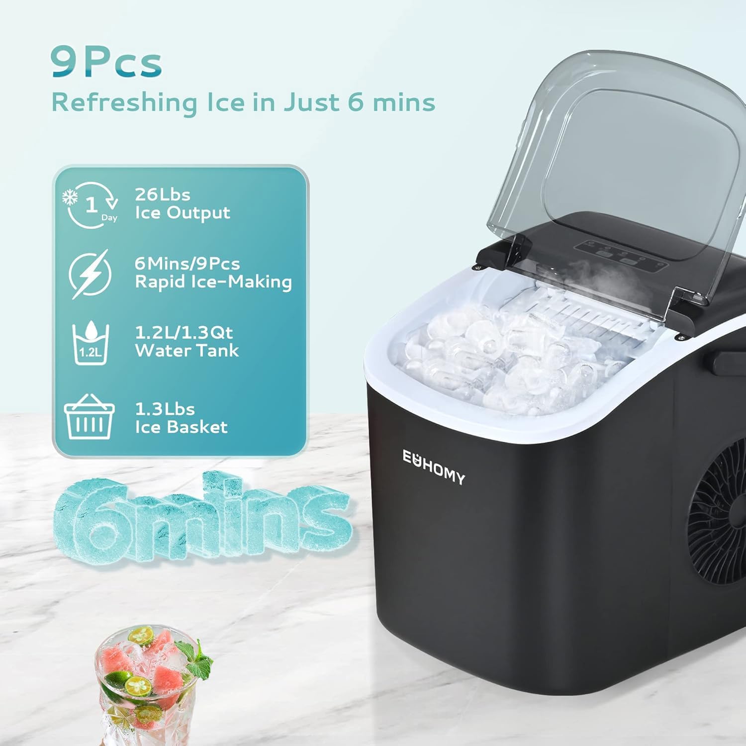 Thumbnail 1 de EUHOMY Ice Maker Countertop 9-Cube