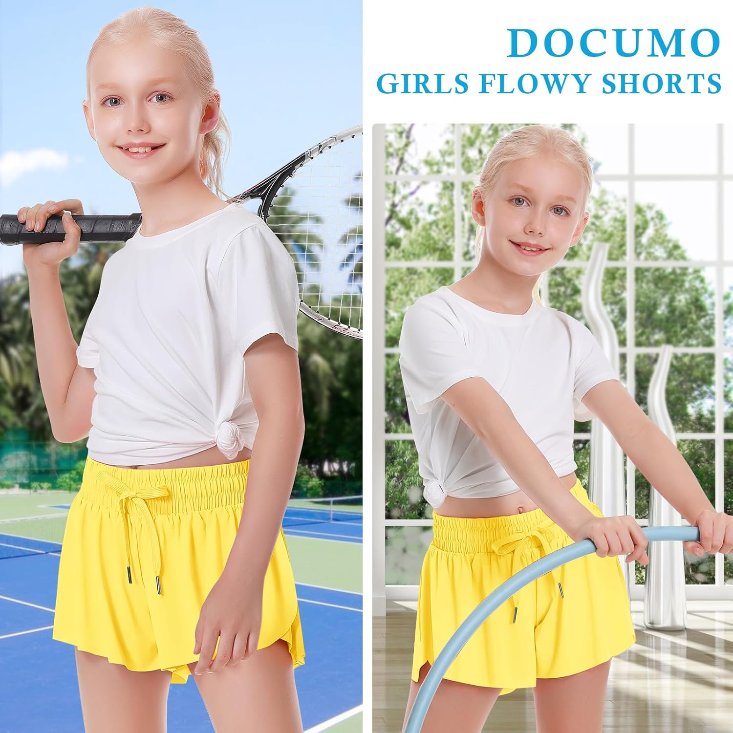 Thumbnail 3 de Girls Flowy Butterfly Shorts with Pocket (2-in-1 Athletic Shorts for Kids)